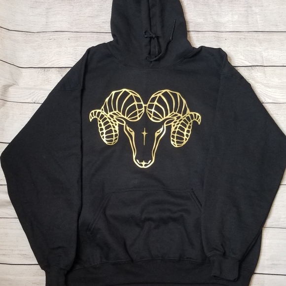 Hoodie with Gold Aries Ram - Picture 2 of 3